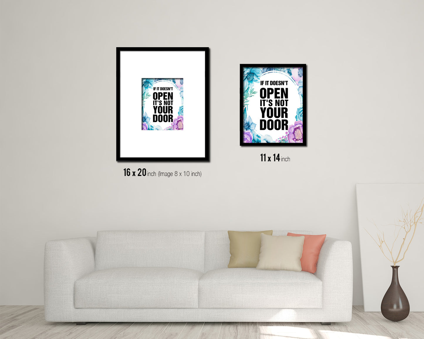 If it doesn't open its not your door Quote Boho Flower Framed Print Wall Decor Art