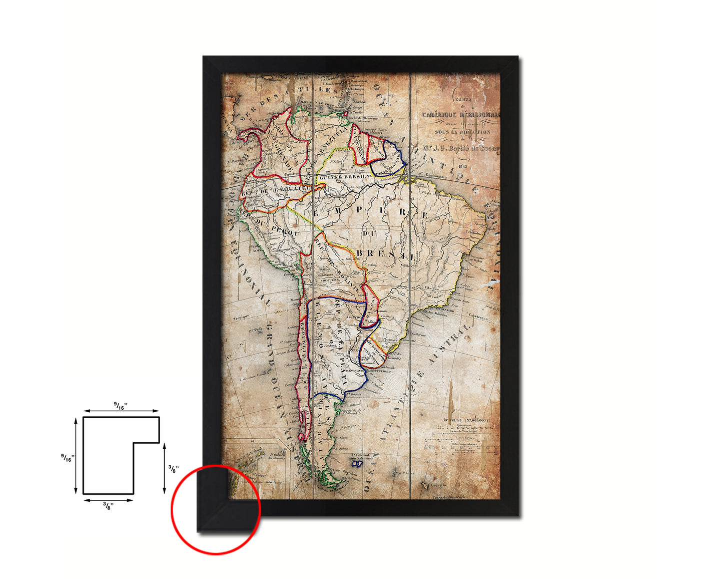 South America 1894 Antique Map Wood Framed Print Art Wall Decor Gifts