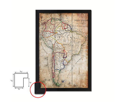 South America 1894 Antique Map Wood Framed Print Art Wall Decor Gifts