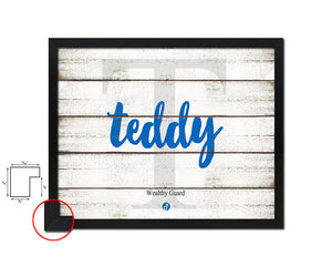 Teddy Personalized Biblical Name Plate Art Framed Print Kids Baby Room Wall Decor Gifts