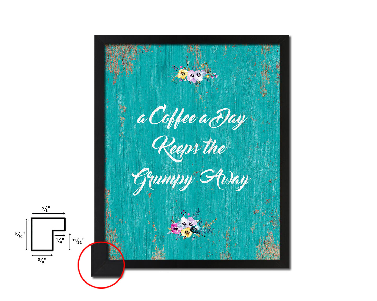 A coffee a day keeps the grumpy away Quotes Framed Print Home Decor Wall Art Gifts
