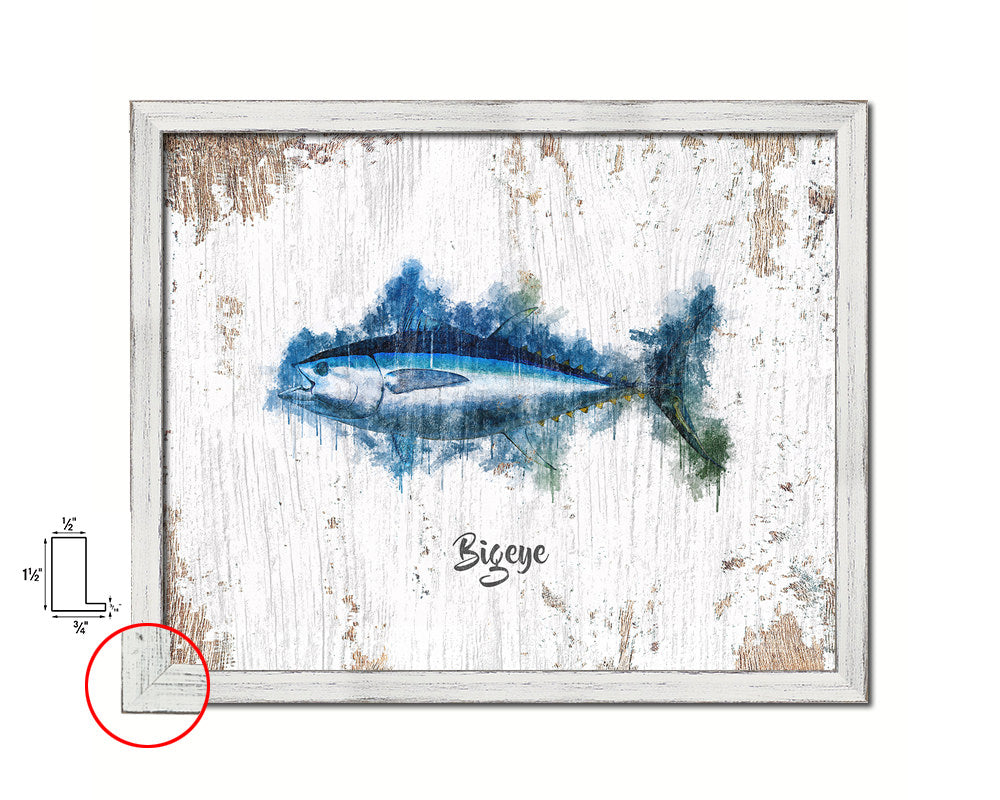 Bigeye Fish Framed Prints Modern Restaurant Sushi Bar Watercolor Wall Art Decor
