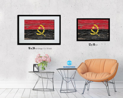 Angola Country Wood Rustic National Flag Wood Framed Print Wall Art Decor Gifts