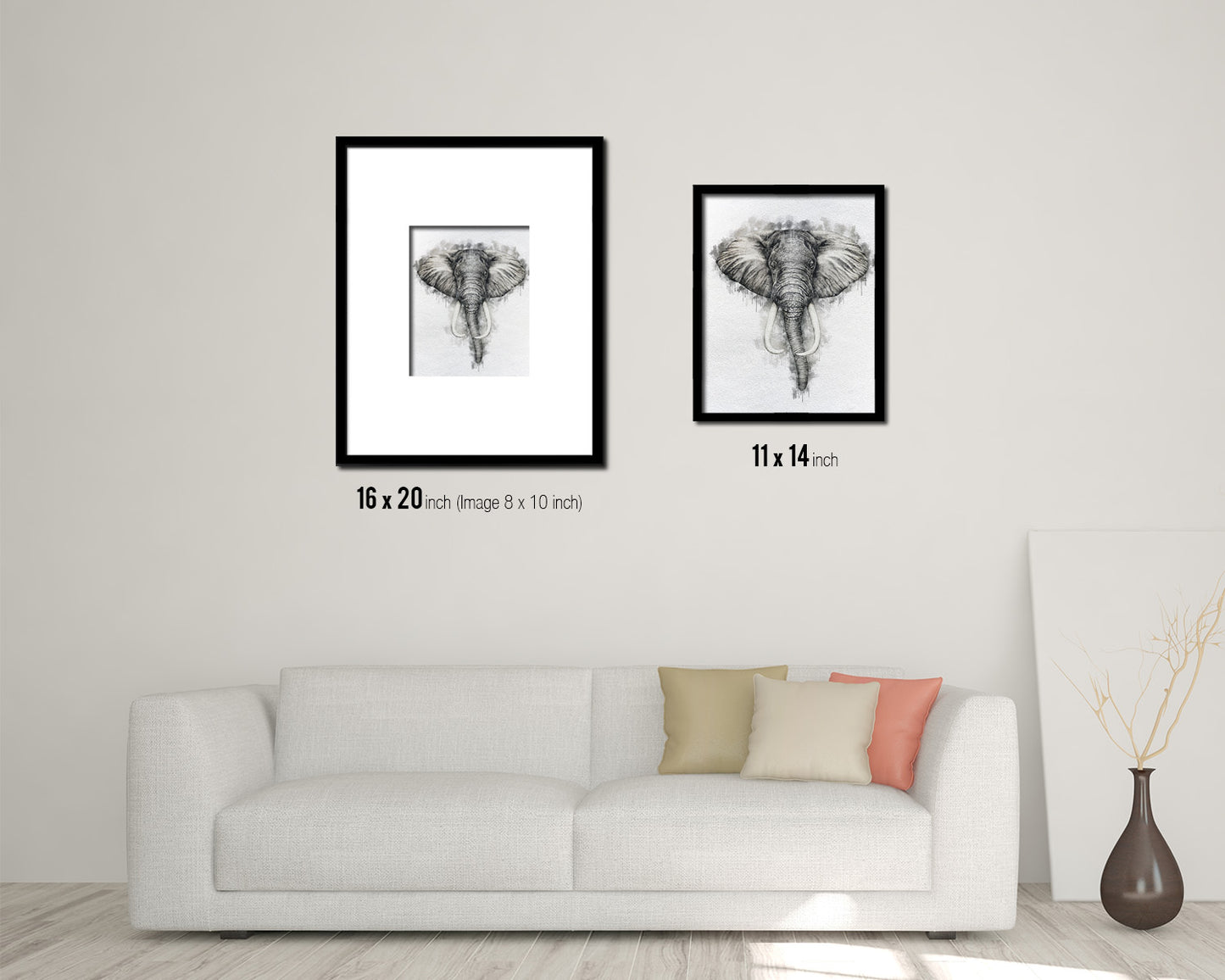 Elephant Animal Painting Print Framed Art Home Wall Decor Gifts