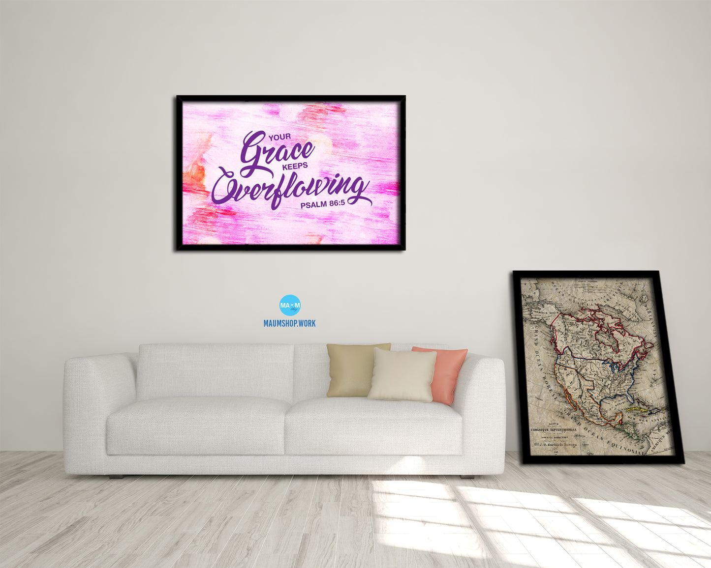 Your grace keeps overflowing, Psalm 86:5 Bible Verse Scripture Framed Print Wall Decor Art Gifts