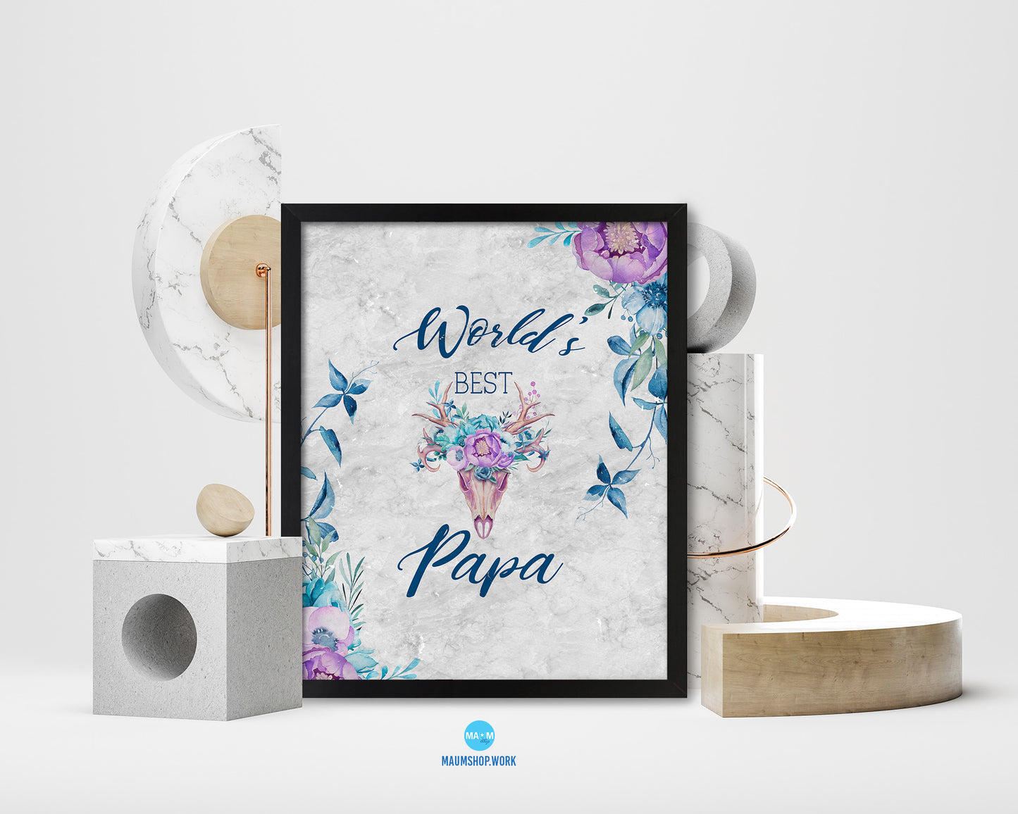 World's best papa Quote Framed Print Wall Art Decor Gifts