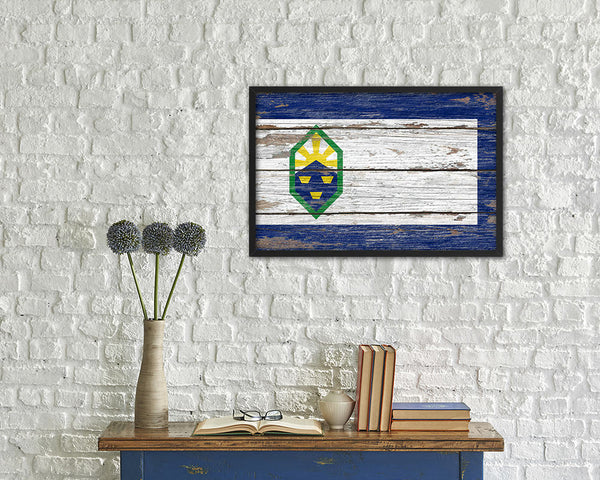 Colorado Springs City Colorado State Rustic Flag Wood Framed Paper Prints Decor Wall Art Gifts