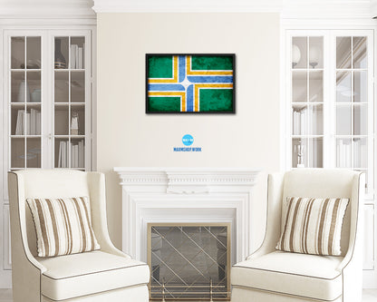 Portland City Oregon State Vintage Flag Wood Framed Prints Decor Wall Art Gifts