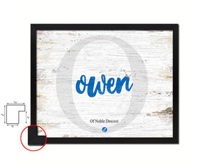 Owen Personalized Biblical Name Plate Art Framed Print Kids Baby Room Wall Decor Gifts