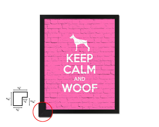 Keep calm and woof Quote Framed Print Home Decor Wall Art Gifts