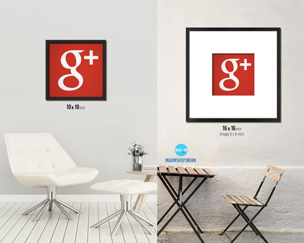 Google Plus Social Media Symbol Icons logo Wood Framed Print Home Decor Wall Art Gifts