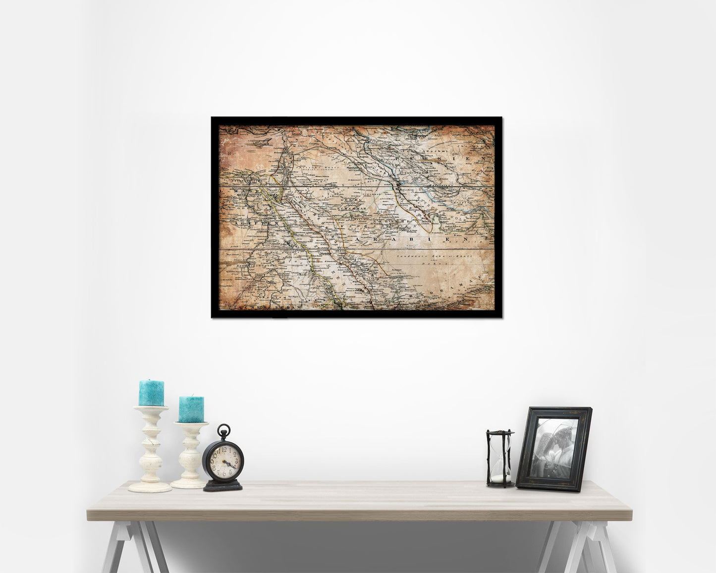 Saudi Arabia Iraq Middle East 1875 Antique Map Framed Print Art Wall Decor Gifts