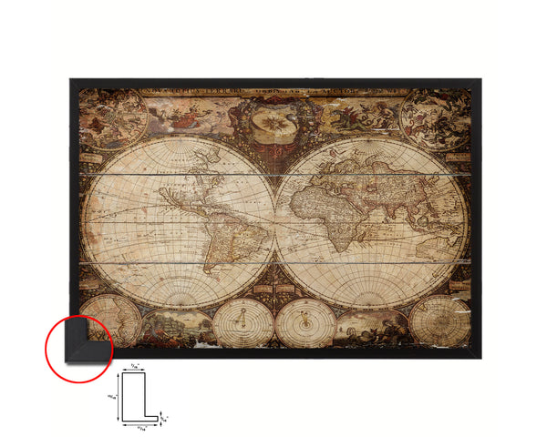 World Antique Map Framed Print Art Wall Decor Gifts