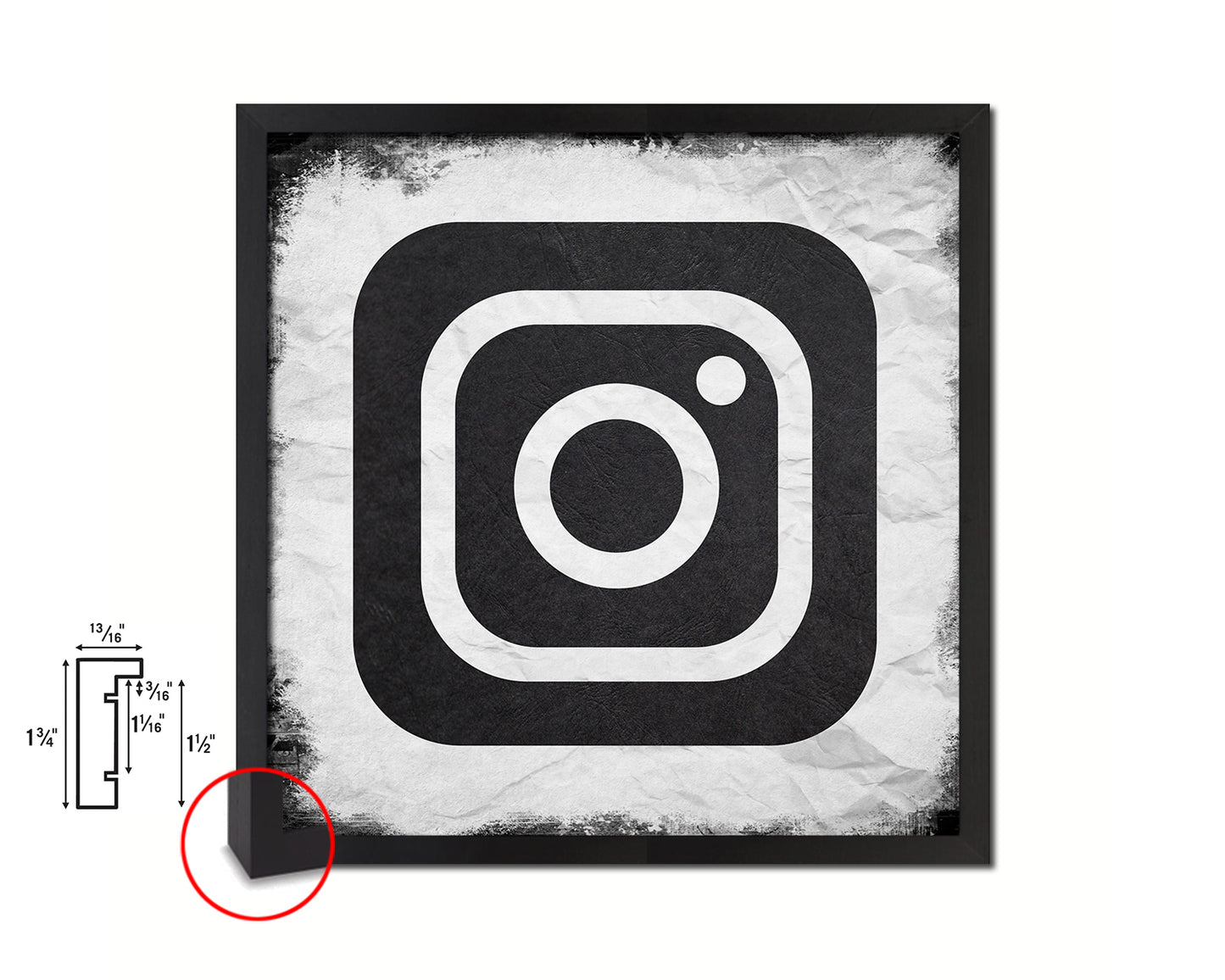 Instagram Social Media Symbol Icons logo Wood Framed Print Home Decor Wall Art Gifts