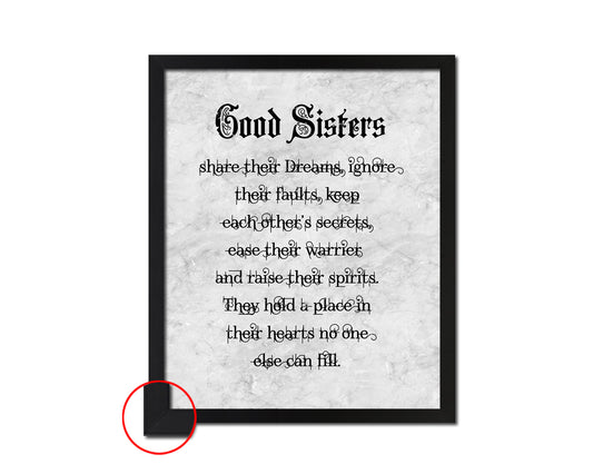 Good Sisters share their dreams Quote Framed Print Wall Art Decor Gifts