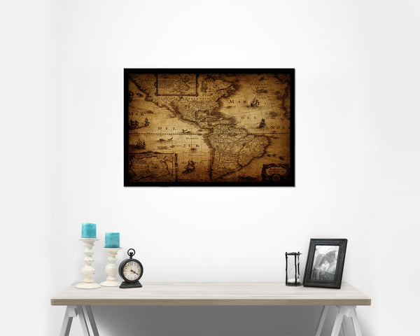 America 1690 Historical Map Framed Print Art Wall Decor Gifts