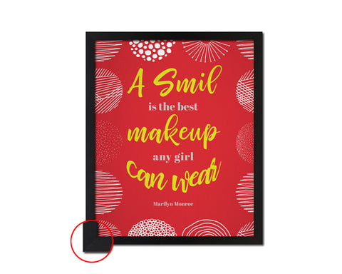 A smile is the best makeup any girl can wear, Marilyn Monroe Inspirational Quote Frame Print