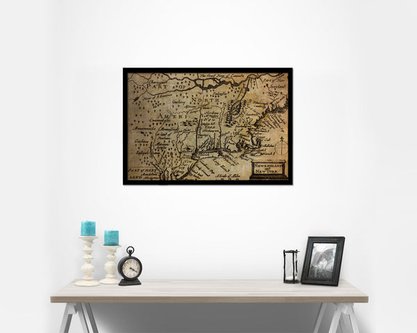 New England United States John Speed 1675 Vintage Map Framed Print Art Wall Decor Gifts