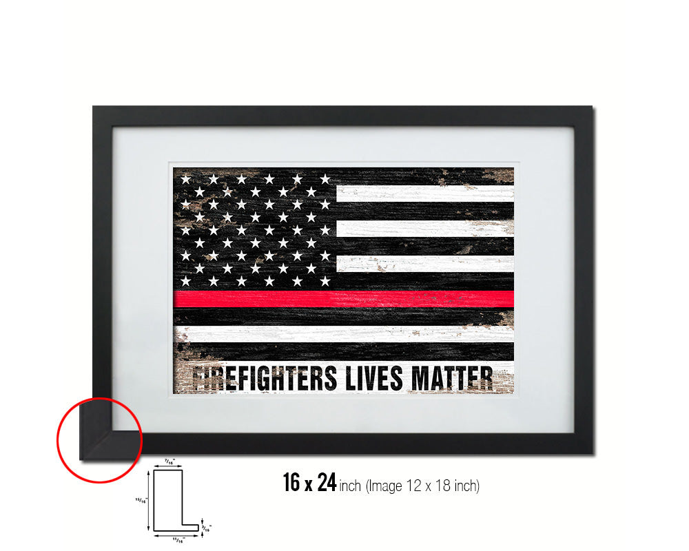 Thin Red Line Honoring Law Enforcement American, Firefighters lives matter Shabby Chic Military FlagArt