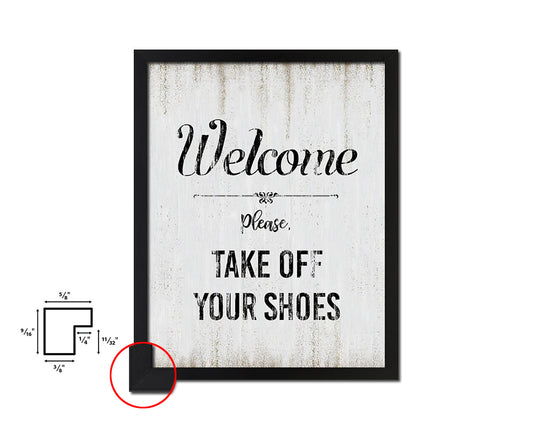 Please take off your shoes Quote Wood Framed Print Wall Decor Art