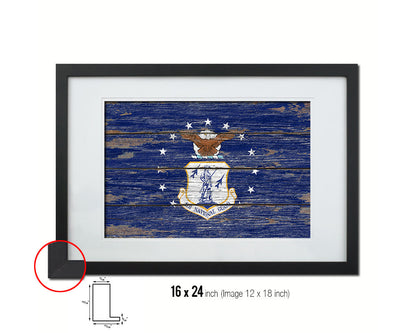 US Air National Guard Vintage Emblem Flag Wood Frame Paper Print Wall Art Decor Gifts