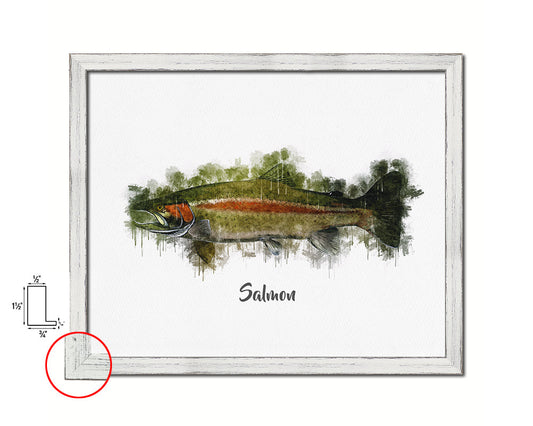 Salmon Fish Framed Prints Modern Restaurant Sushi Bar Watercolor Wall Art Decor