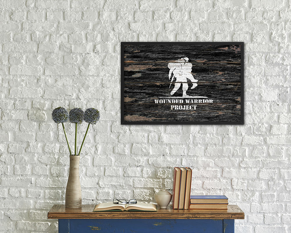 Wounded Warrior Project Wood Rustic Flag Wood Framed Print Wall Art Decor Gifts
