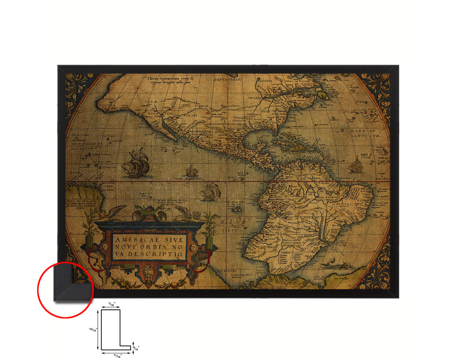 America Theatrum Orbis Terrarum Abraham Antwerp 1570 Vintage Map Framed Print Art Gifts