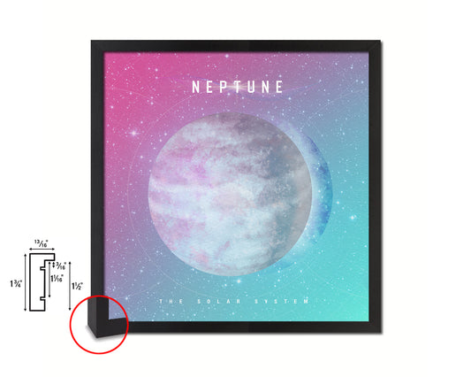 Neptune Planet Colorful Prints Watercolor Solar System Framed Print Home Decor Wall Art Gifts