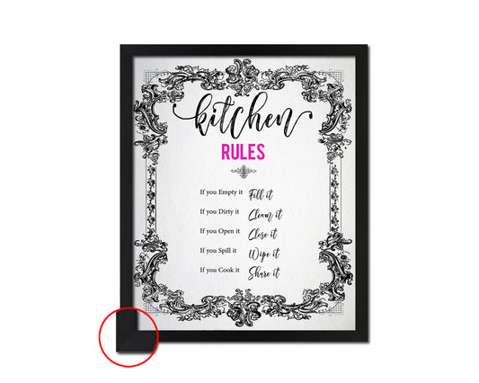 Kitchen Rules Quote Framed Print Wall Decor Art Gifts