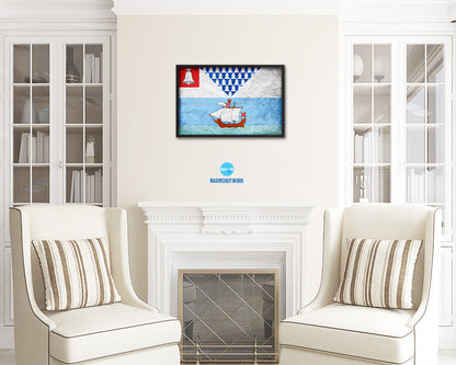 Belfast City Maine State Vintage Flag Wood Framed Prints Decor Wall Art Gifts