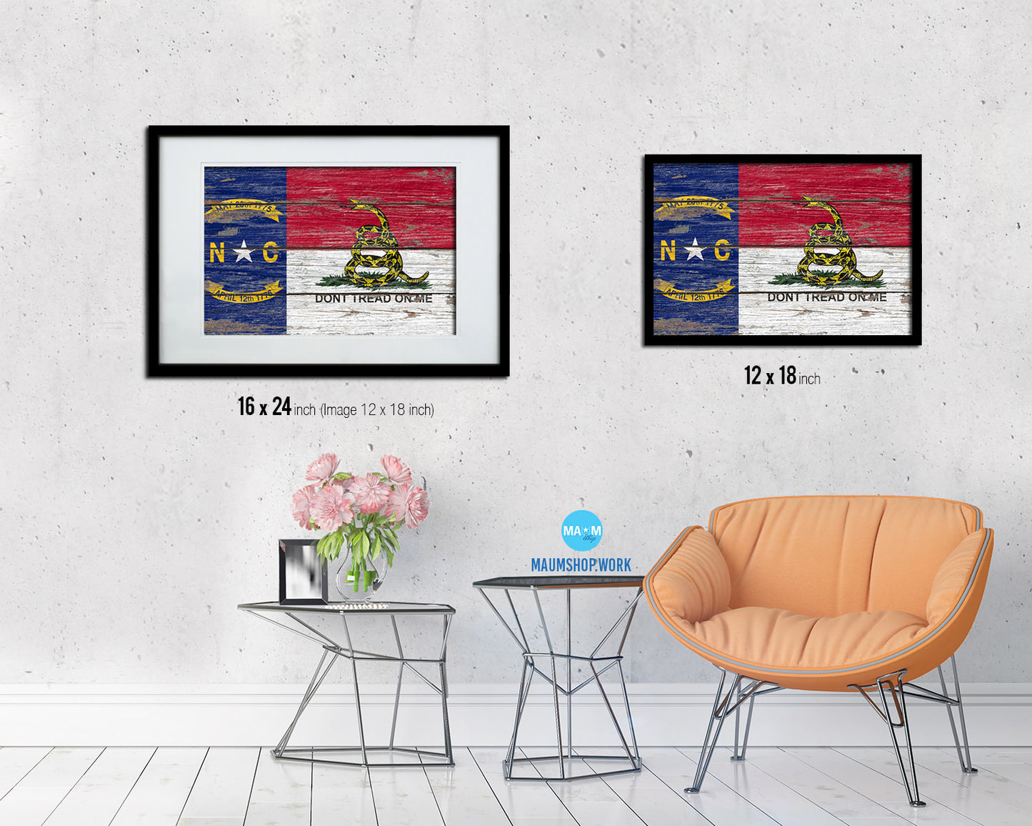 Gadsden Don't Tread On Me Tea Party Kentucky State Wood Rustic Flag Framed Print Art