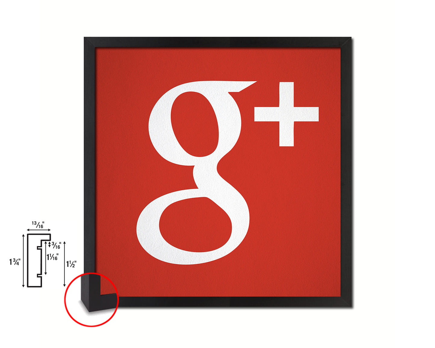 Google Plus Social Media Symbol Icons logo Wood Framed Print Home Decor Wall Art Gifts