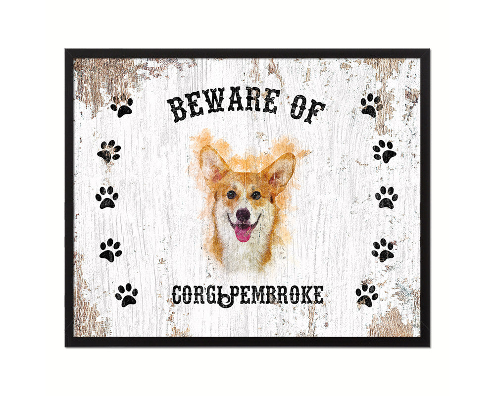 Beware of Cocker Spaniel Sign Wood Framed Print Wall Art Decor Gifts