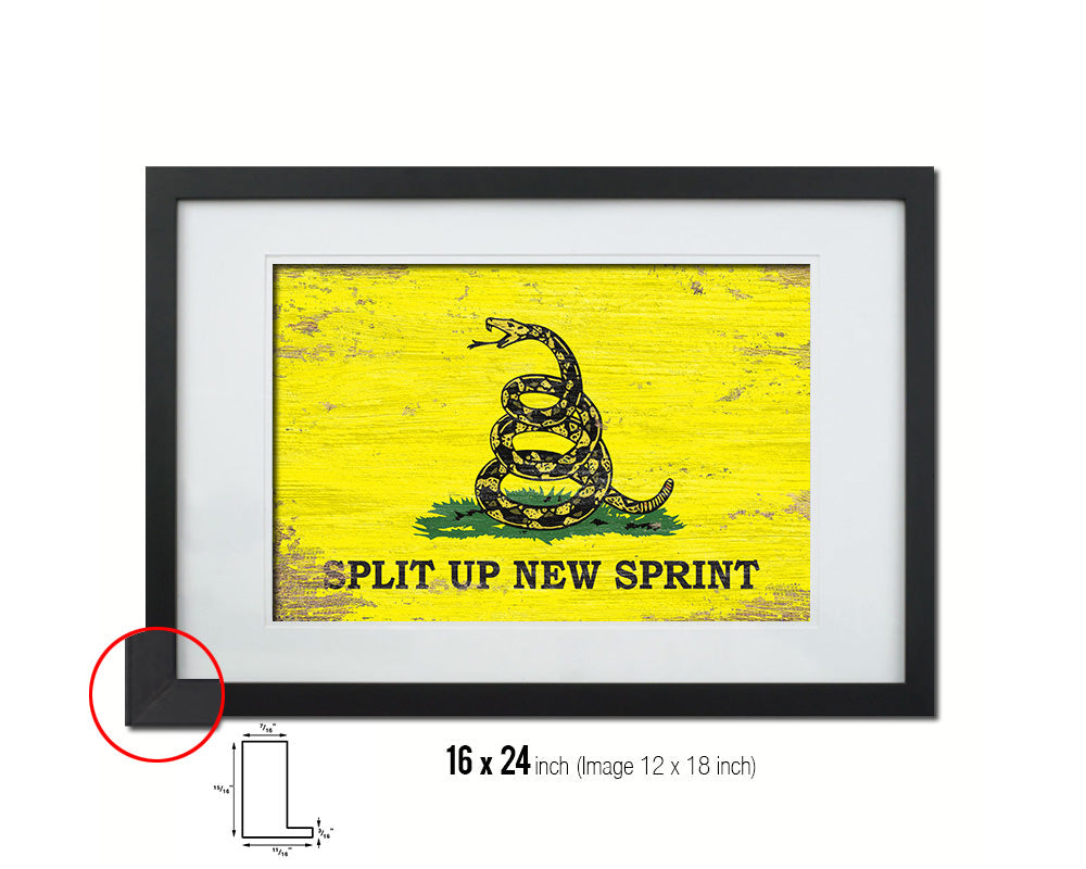 Split up New Sprint Shabby Chic Military Flag Framed Print Decor Wall Art Gifts