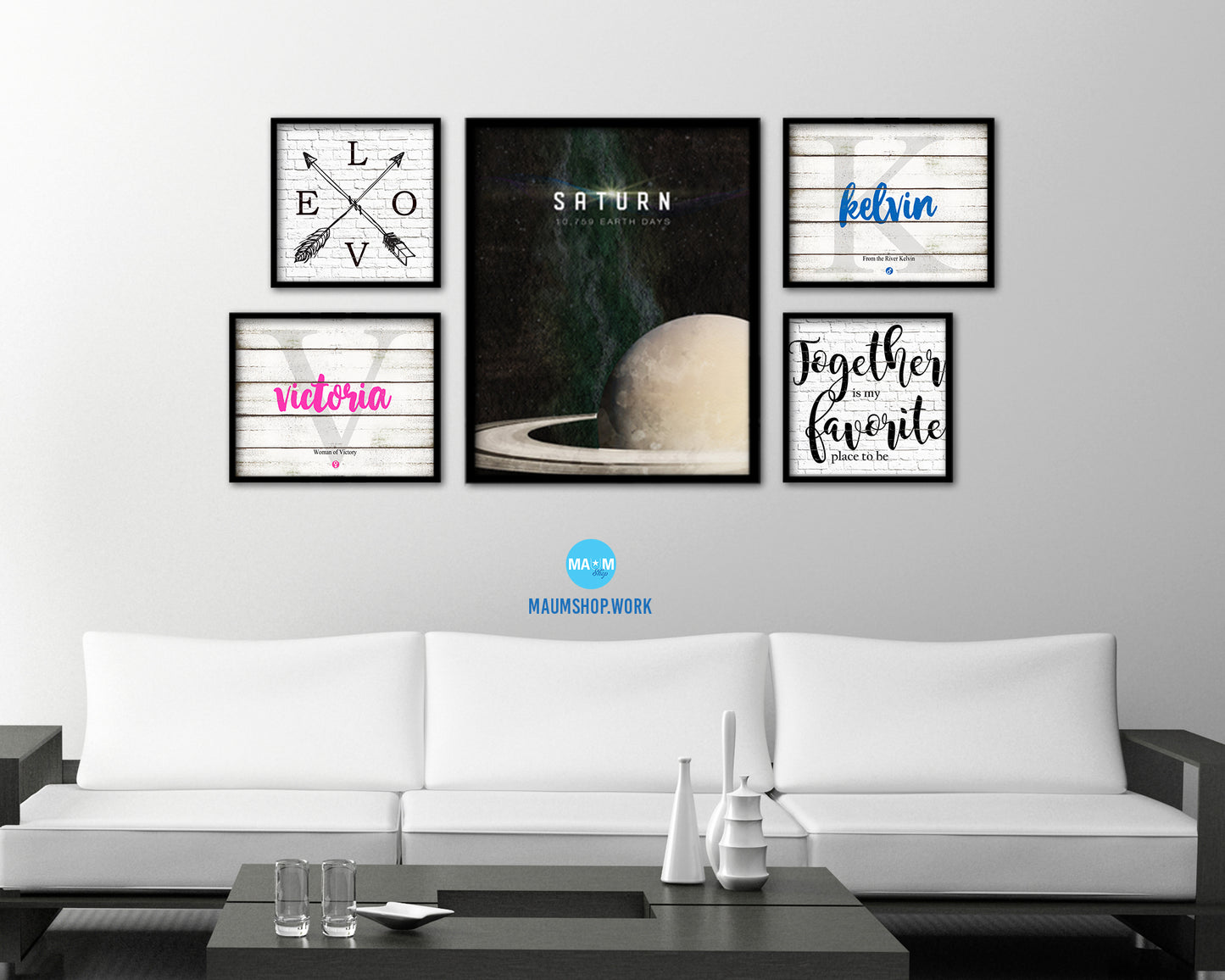 Saturn Planet Prints Length of Year Watercolor Solar System Framed Print Home Decor Wall Art Gifts