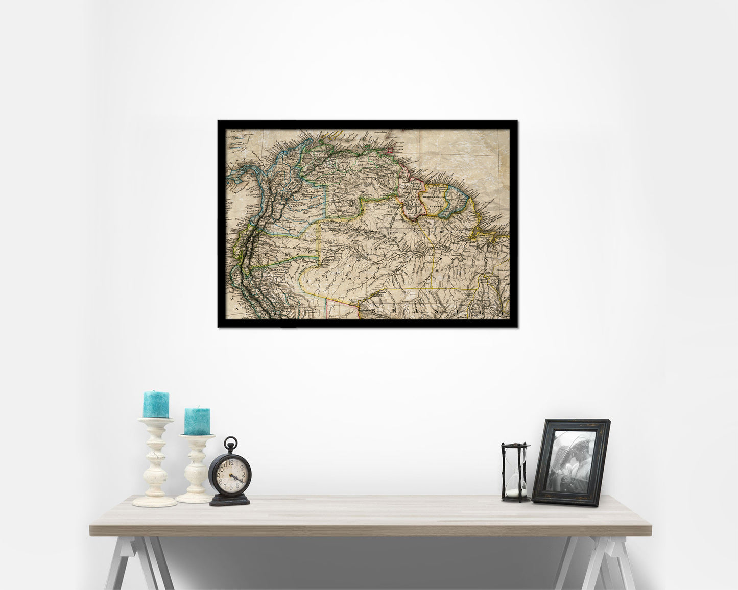 Venezuela Colombia Brazil Historical Map Framed Print Art Wall Decor Gifts