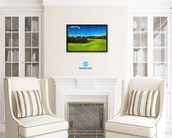 Vancouver Golf Course, Canada Artwork Painting Print Art Wood Framed Wall Decor Gifts