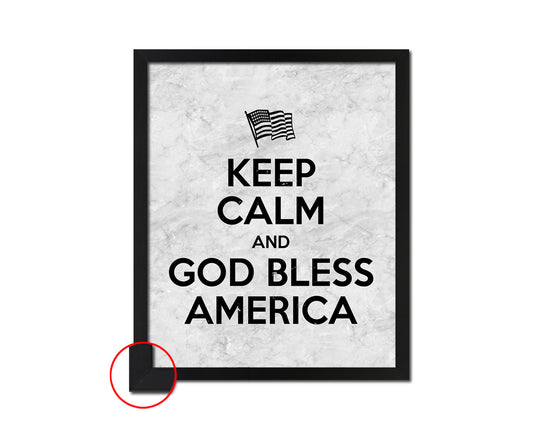 Keep calm and God bless America Quote Framed Print Wall Art Decor Gifts