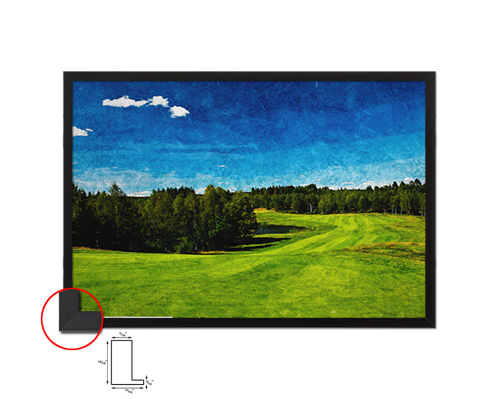 Sweden Golf Course Artwork Painting Print Art Wood Framed Wall Decor Gifts