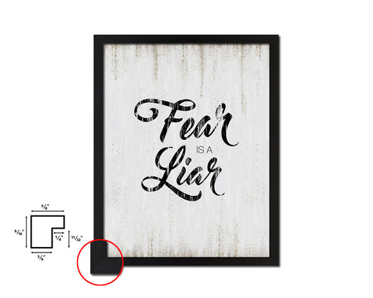 Fear is a liar Quote Wood Framed Print Wall Decor Art