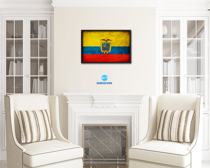 Ecuador Country Vintage Flag Wood Framed Print Wall Art Decor Gifts