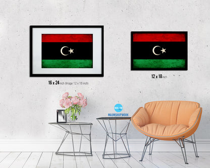 Libya Country Vintage Flag Wood Framed Print Wall Art Decor Gifts