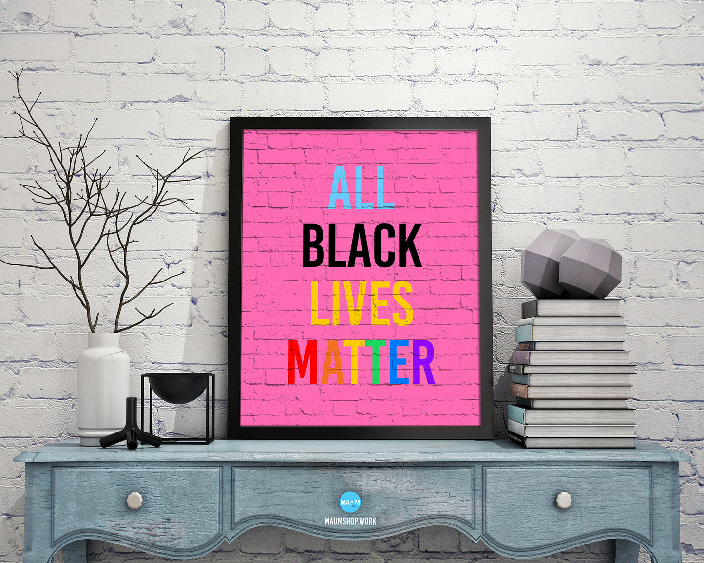 All Black Lives Matter Rainbow Pride Peace Right Justice Poster Wood Framed Wall Decor Gifts