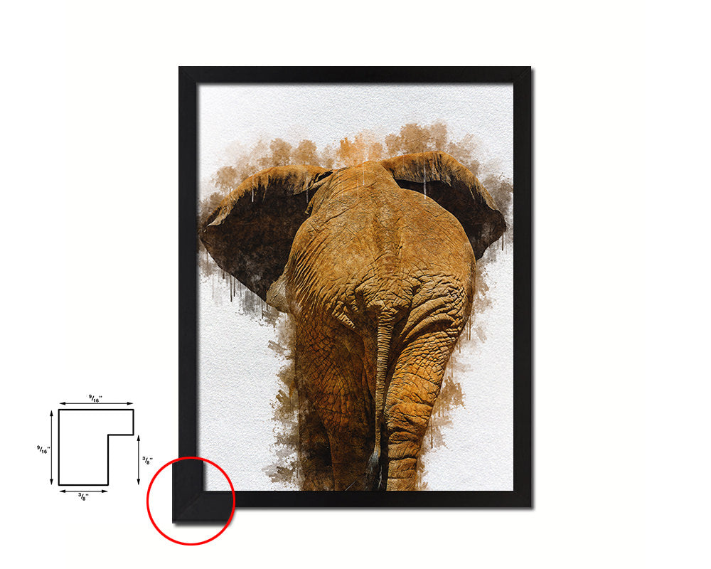 Elephant Butt Animal Painting Print Framed Art Home Wall Decor Gifts