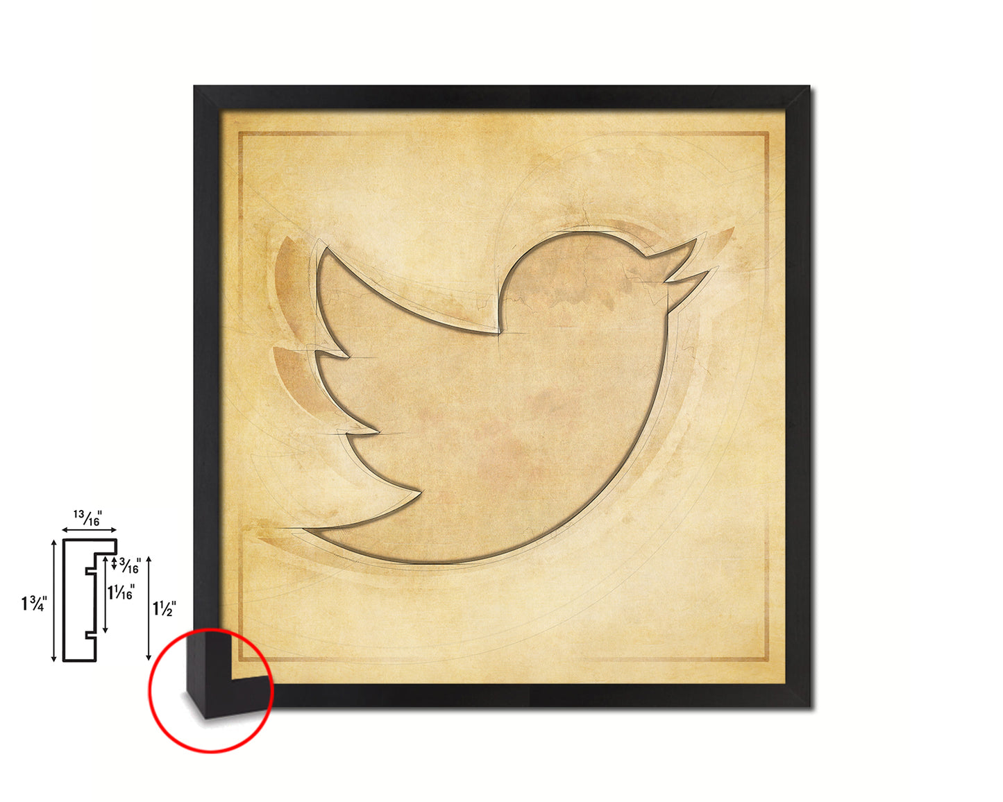 Twitter Social Media Symbol Icons logo Wood Framed Print Home Decor Wall Art Gifts