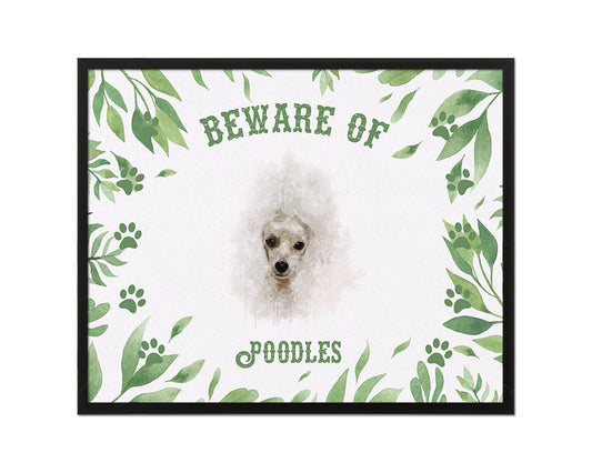 Beware of Pomeranian Spitz Sign Wood Framed Print Wall Art Decor Gifts