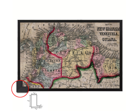 Venezuela Historical Map Framed Print Art Wall Decor Gifts