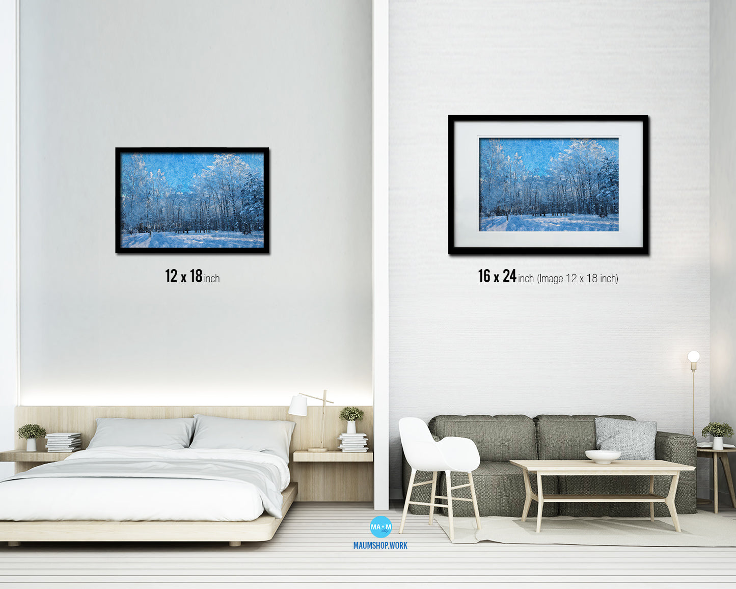 Gorgeous Winter Snow Tree Artwork Painting Print Art Frame Home Wall Decor Gifts
