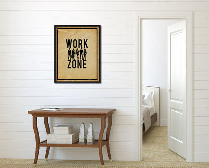 Work Zone Notice Danger Sign Framed Print Home Decor Wall Art Gifts